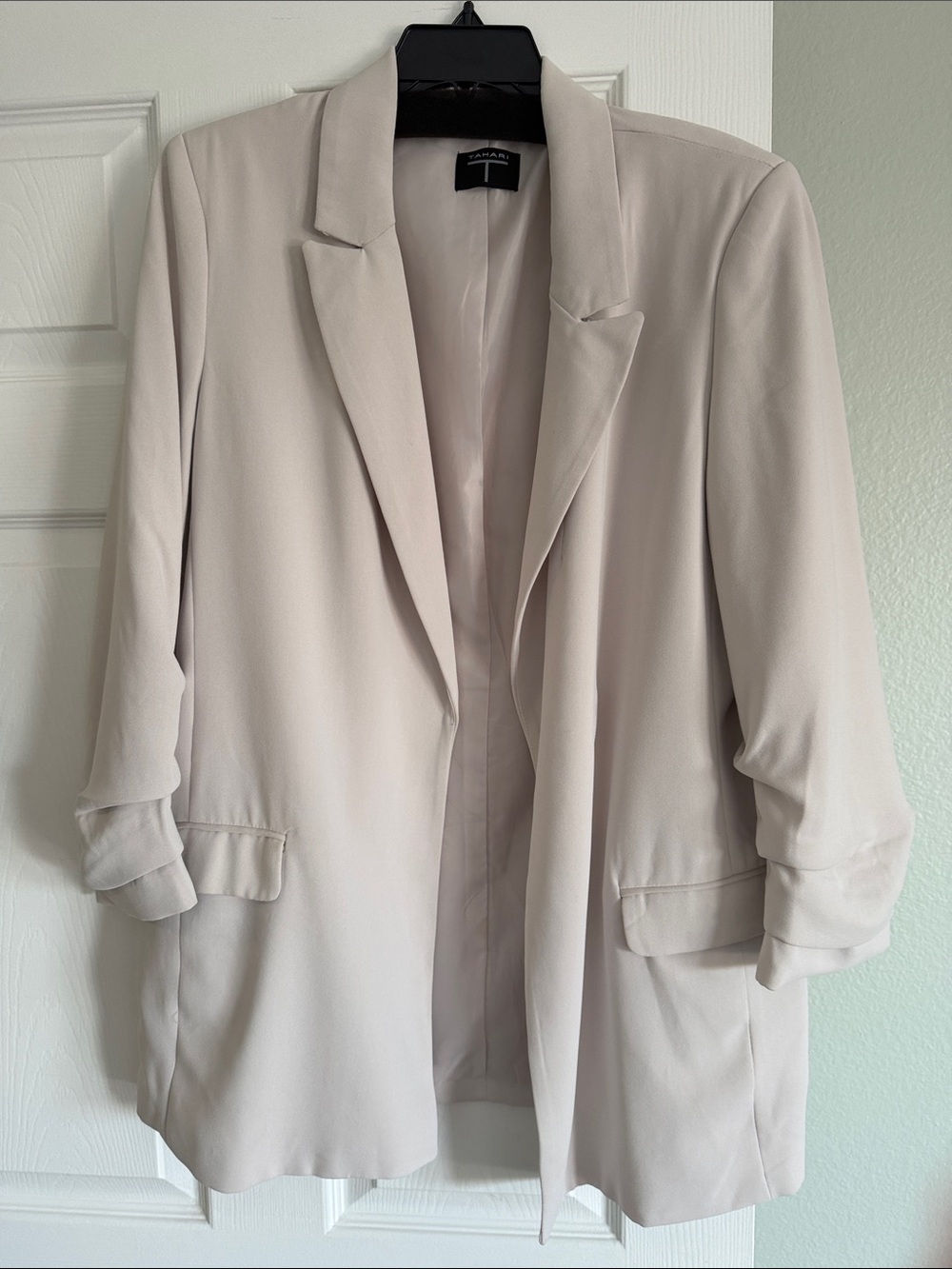 Tahari Light Beige Open-Front Women's Blazer